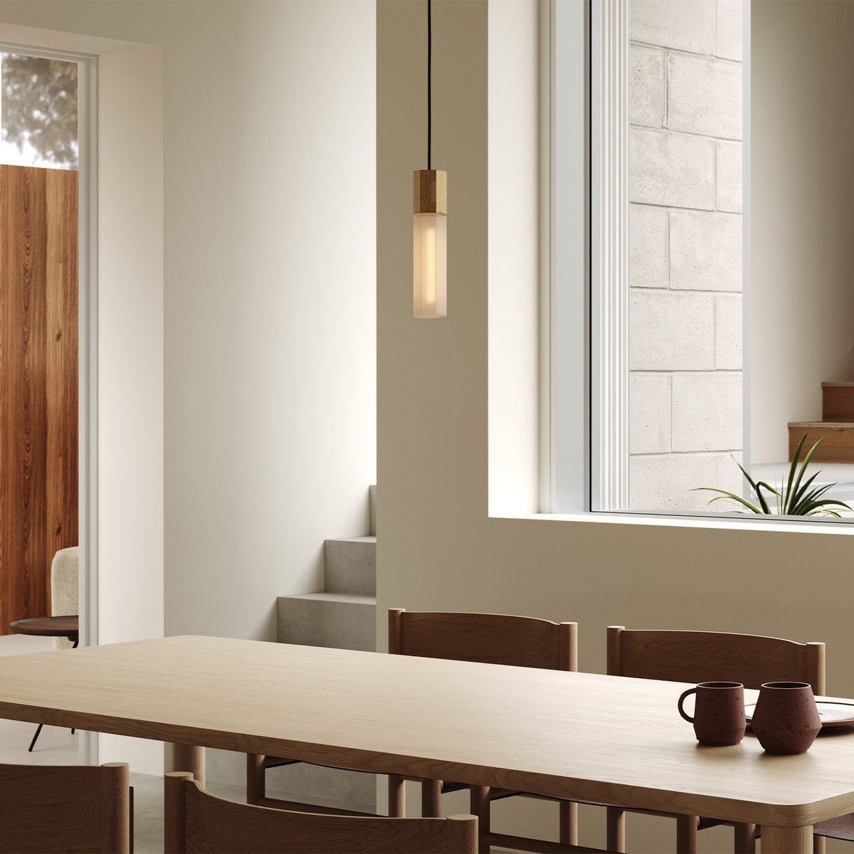 Basalt Single Pendant in Brass.