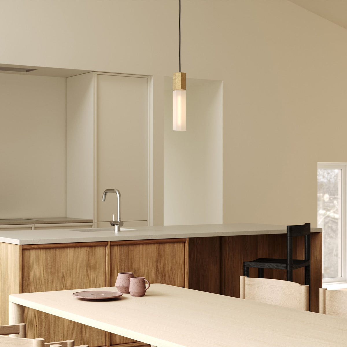 Basalt Single Pendant in Brass.