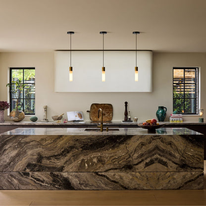 Basalt Single Pendant in Brass.