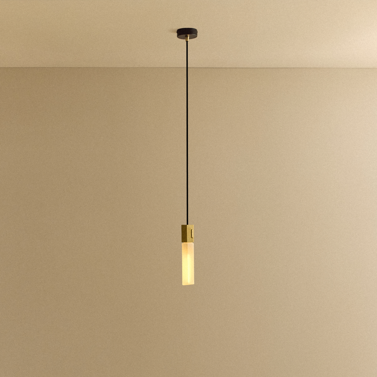Basalt Single Pendant in Brass.