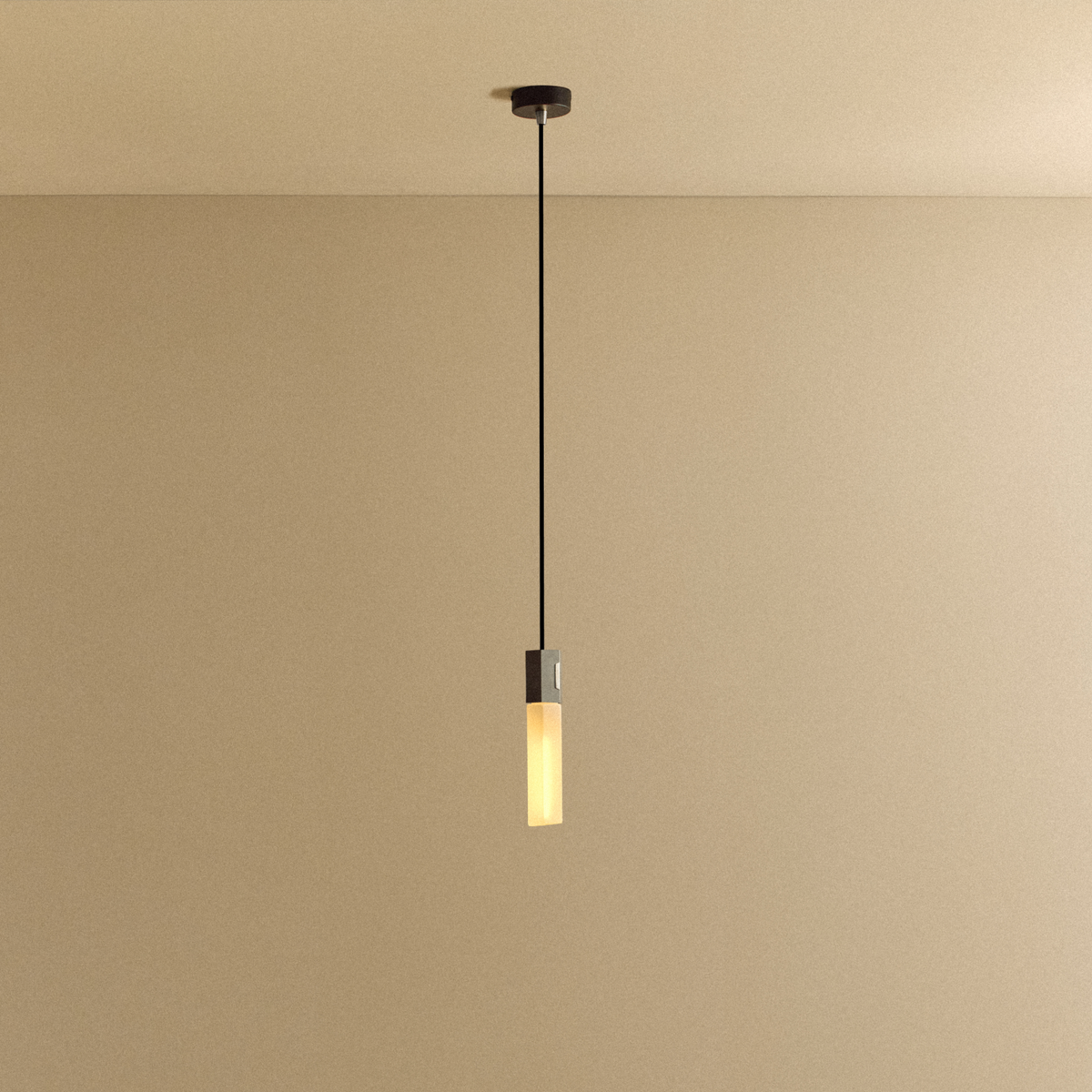 Basalt Single Pendant in Stainless Steel.
