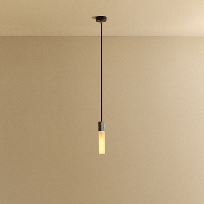 Basalt Single Pendant in Stainless Steel.