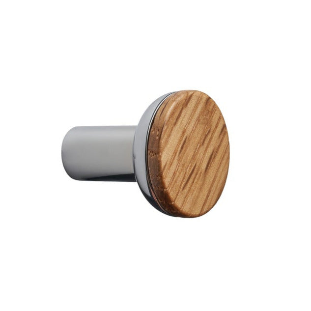 Chrome and Wood "Bis" Cabinet Knob and Drawer Handle