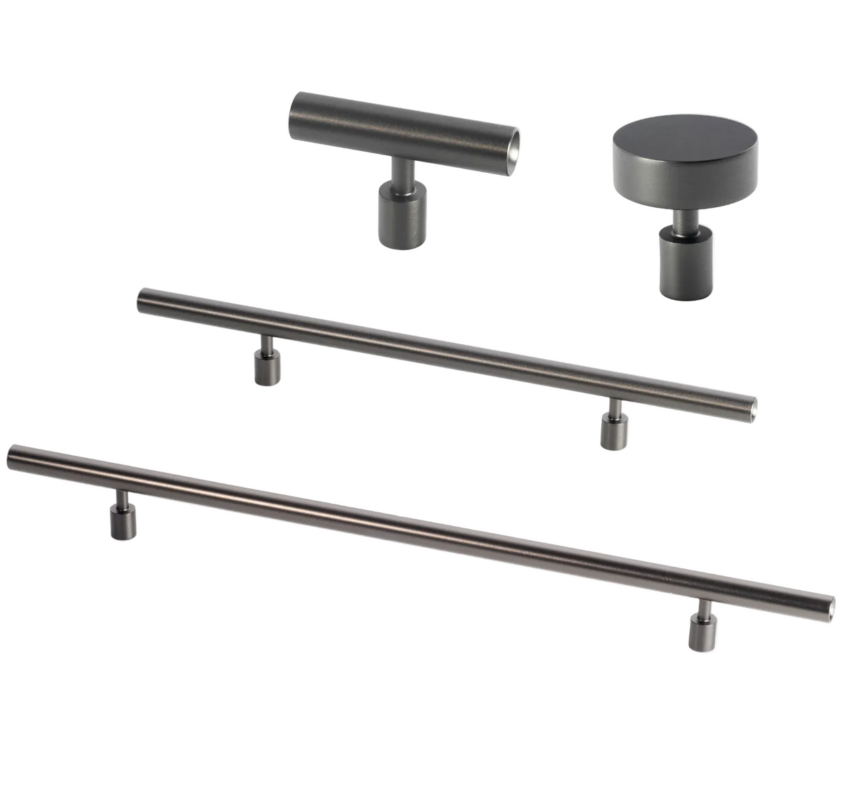 Lew’s Round Bar Series Black Stainless Steel Cabinet Knobs and Pulls.