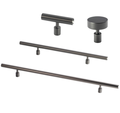 Lew’s Round Bar Series Black Stainless Steel Cabinet Knobs and Pulls.
