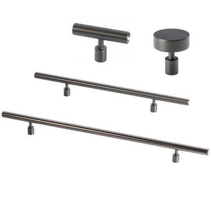 Lew’s Round Bar Series Black Stainless Steel Cabinet Knobs and Pulls.