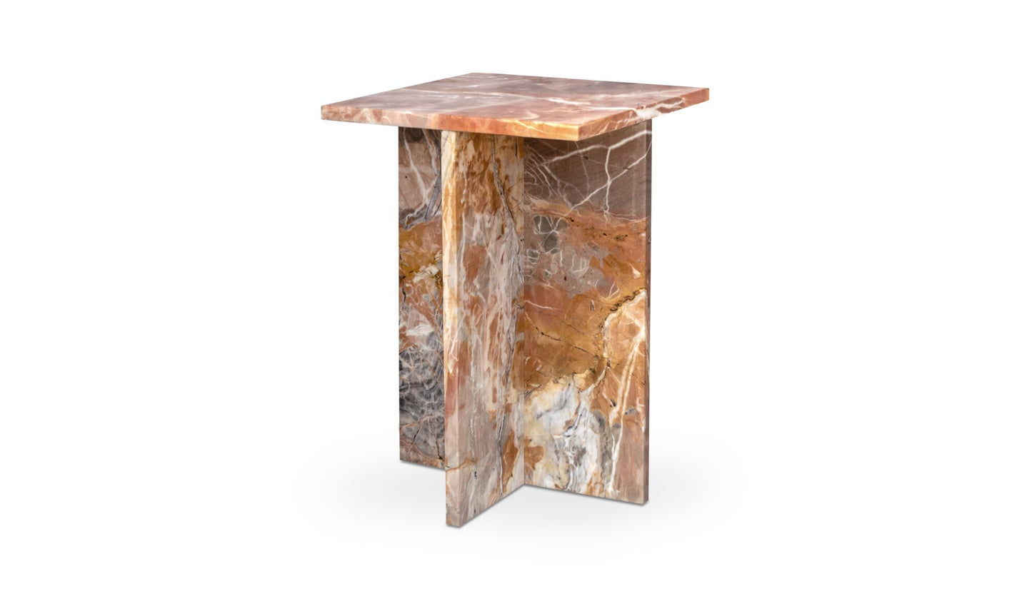 Blair Accent Table Orange Levante Marble