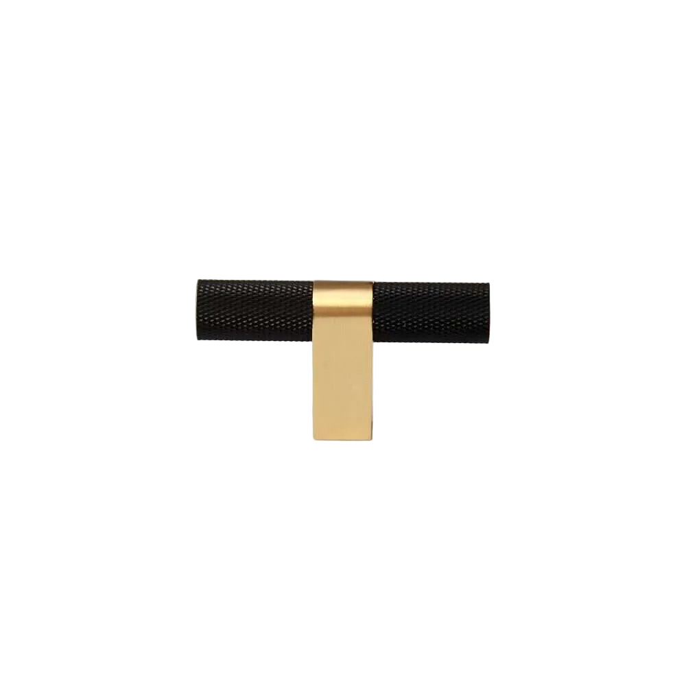 Bold, Black & Gold Knurled Solid Brass Knob.