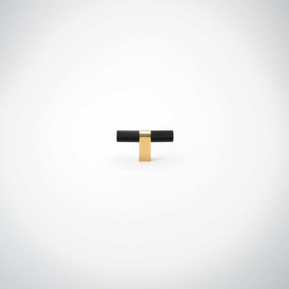 Bold, Solid Brass Black & Gold Knurled Cabinet Pulls.