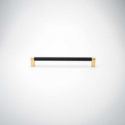 Bold, Solid Brass Black & Gold Knurled Cabinet Pulls.