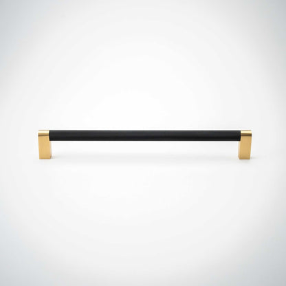Bold, Solid Brass Black & Gold Knurled Cabinet Pulls.