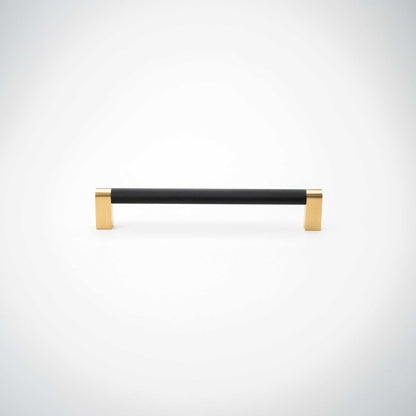 Bold, Solid Brass Black & Gold Knurled Cabinet Pulls.