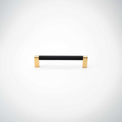 Bold, Solid Brass Black & Gold Knurled Cabinet Pulls.