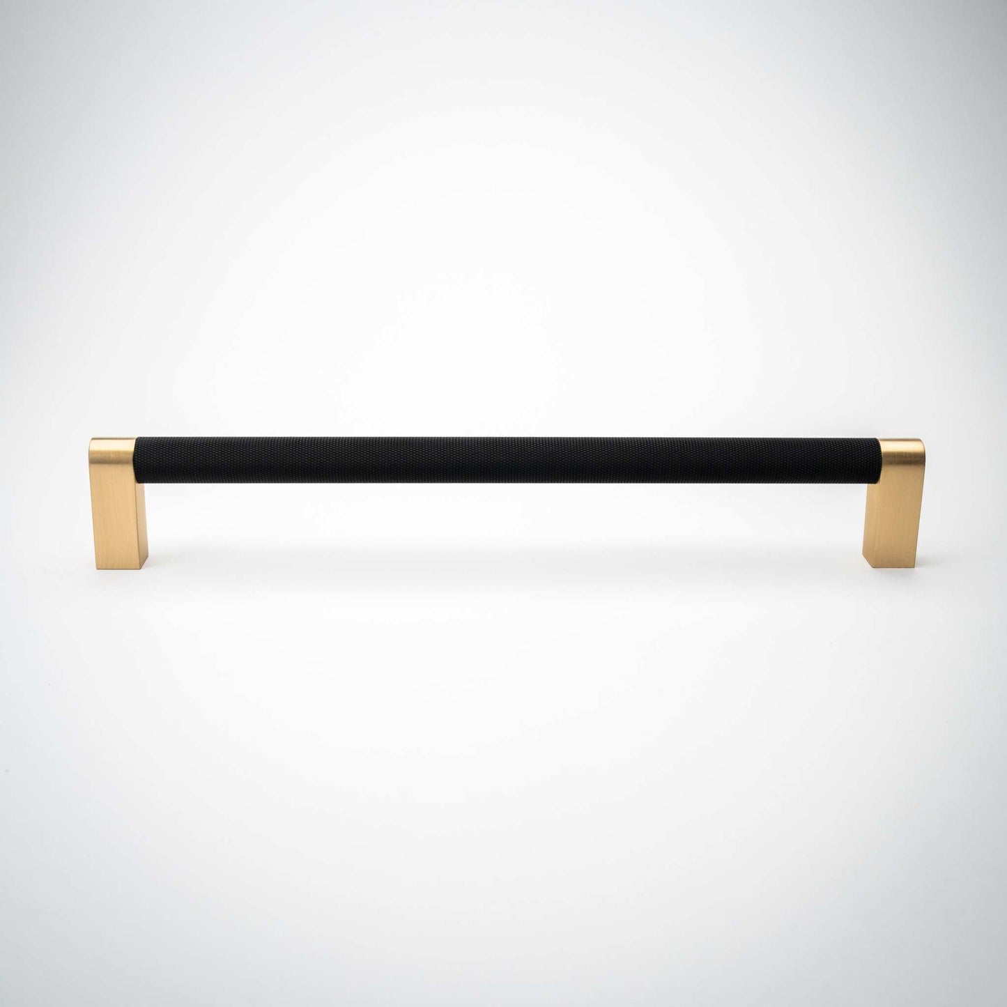 Bold, Solid Brass Black & Gold Knurled Cabinet Pulls.