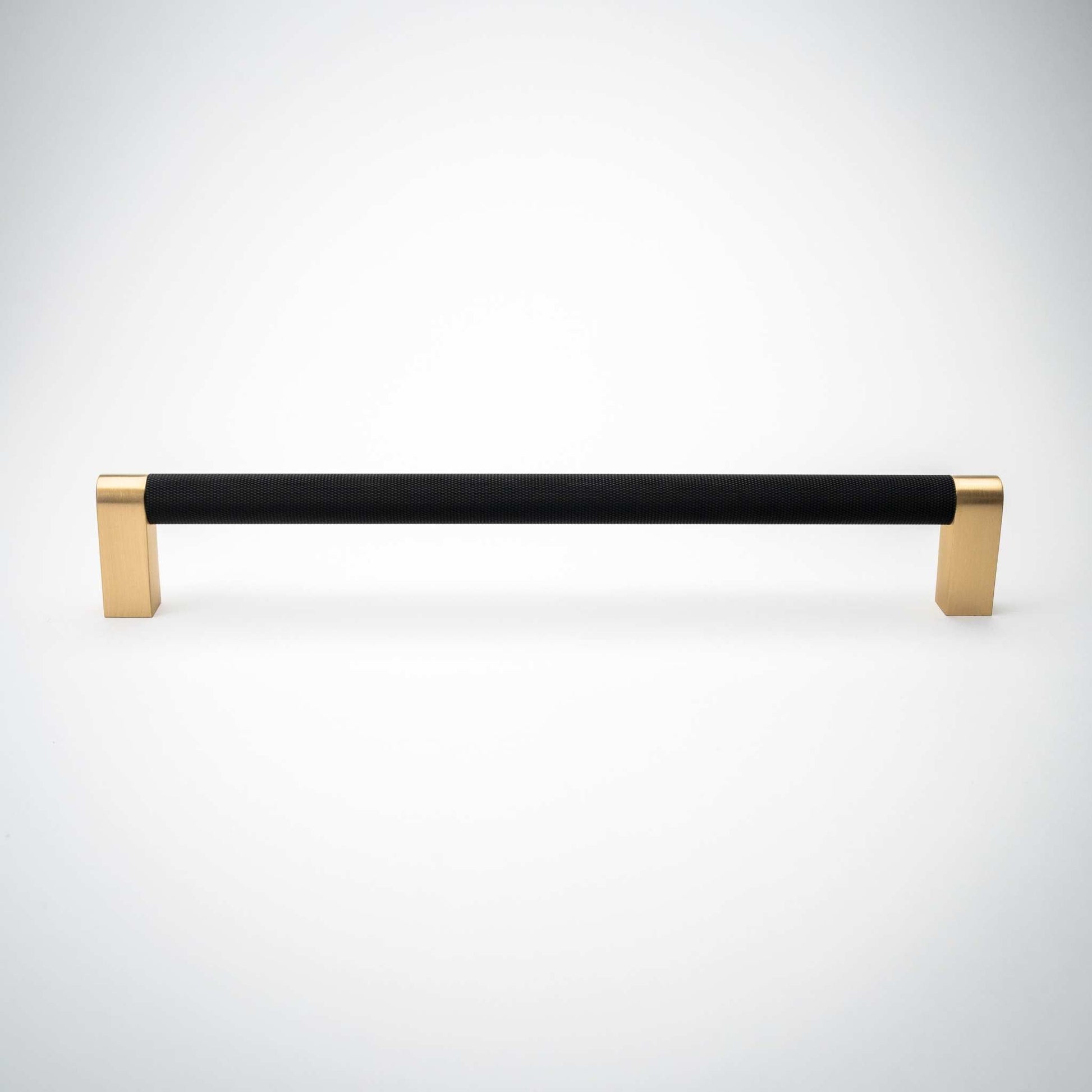 Bold, Solid Brass Black & Gold Knurled Cabinet Pulls.