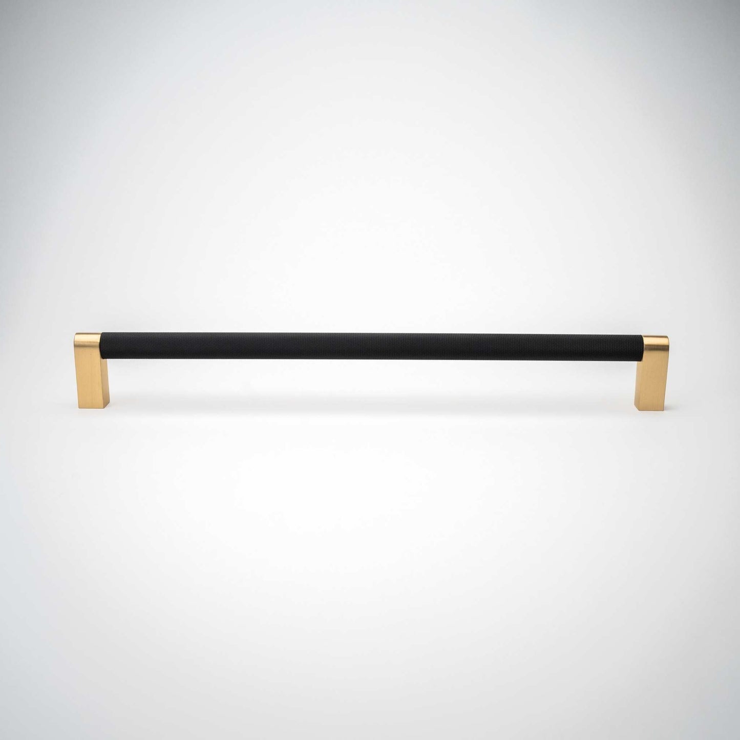Bold, Solid Brass Black & Gold Knurled Cabinet Pulls.