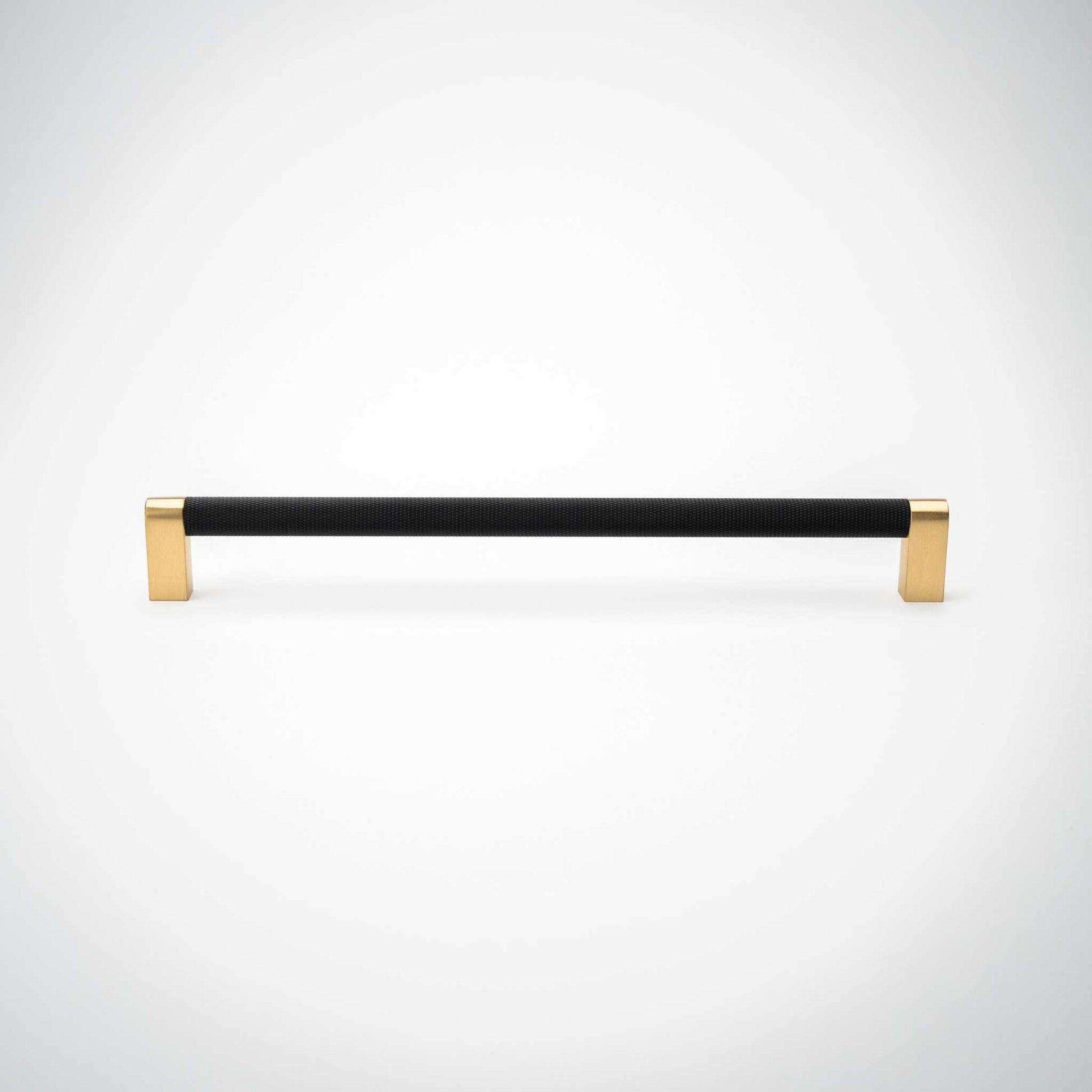 Bold, Solid Brass Black & Gold Knurled Cabinet Pulls.