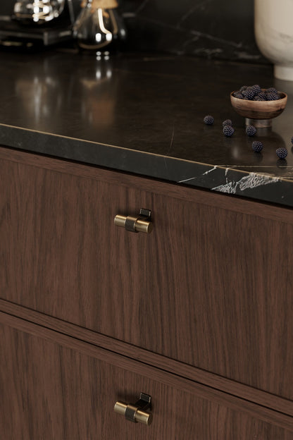 Brushed Bronze "Bond" T-Bar Dual Finish Knob and Pulls