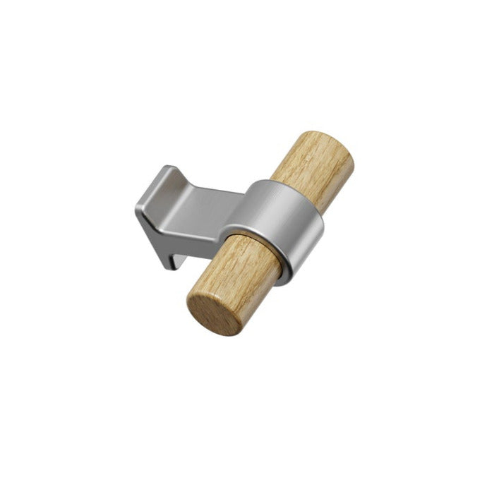 Wood and Nickel "Bond" T-Bar Dual Finish Knob and Pulls.