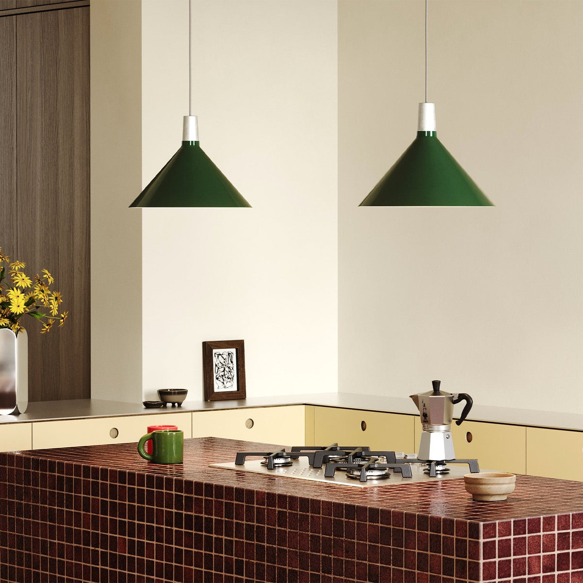 Bower Pendant Light Medium in Dark Green.
