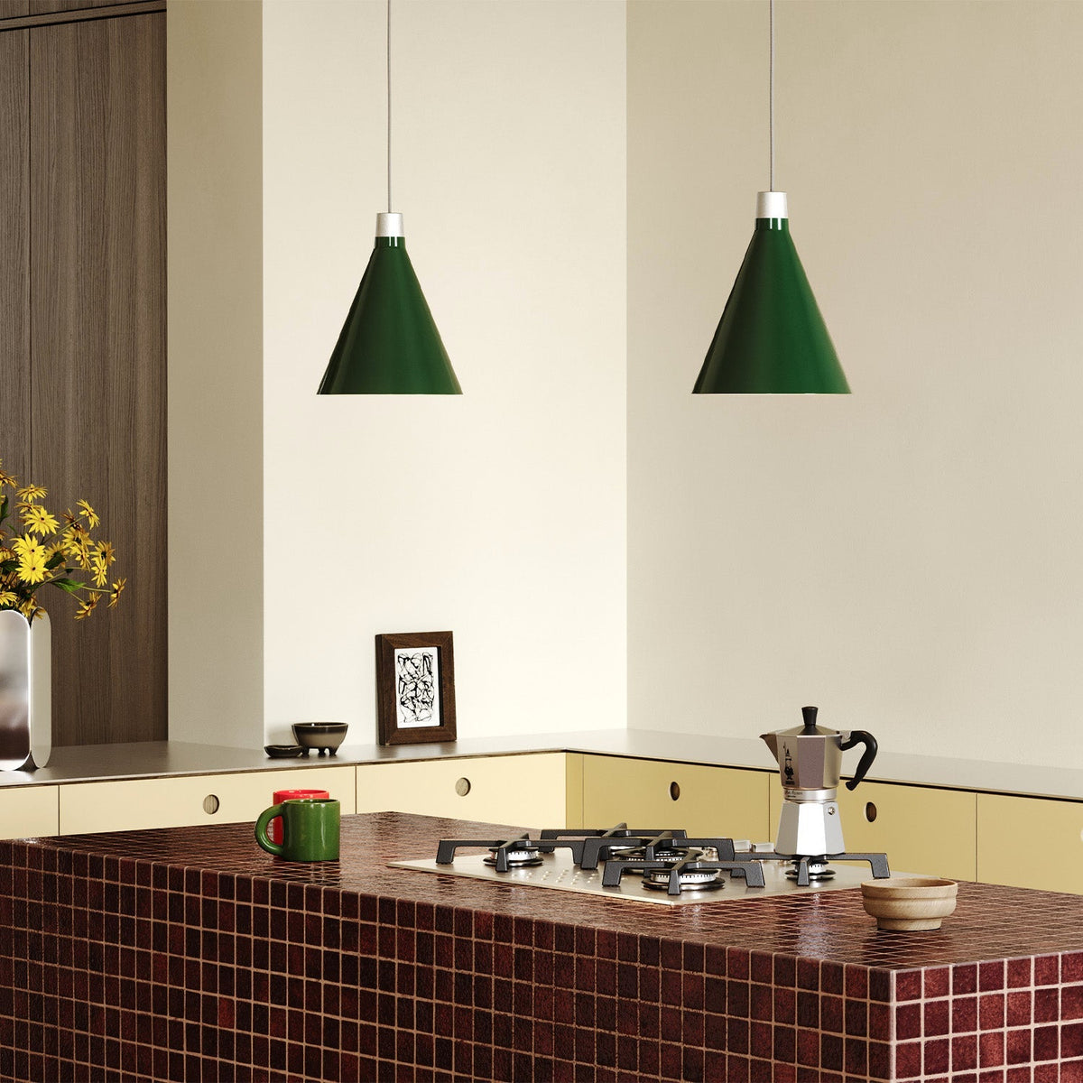 Bower Pendant Light Small in Dark Green + Sphere III.