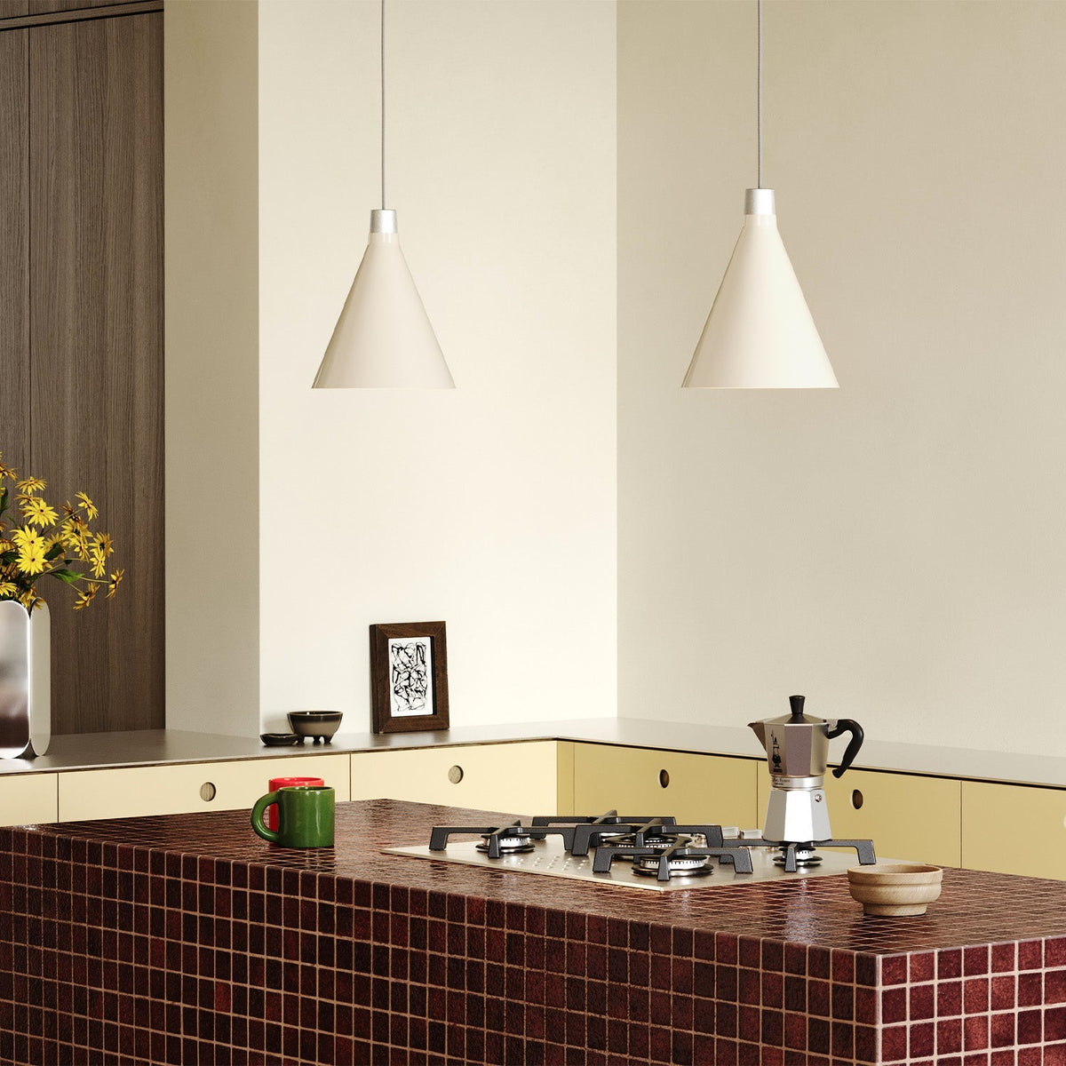 Bower Pendant Light Small in Oyster White + Sphere III.