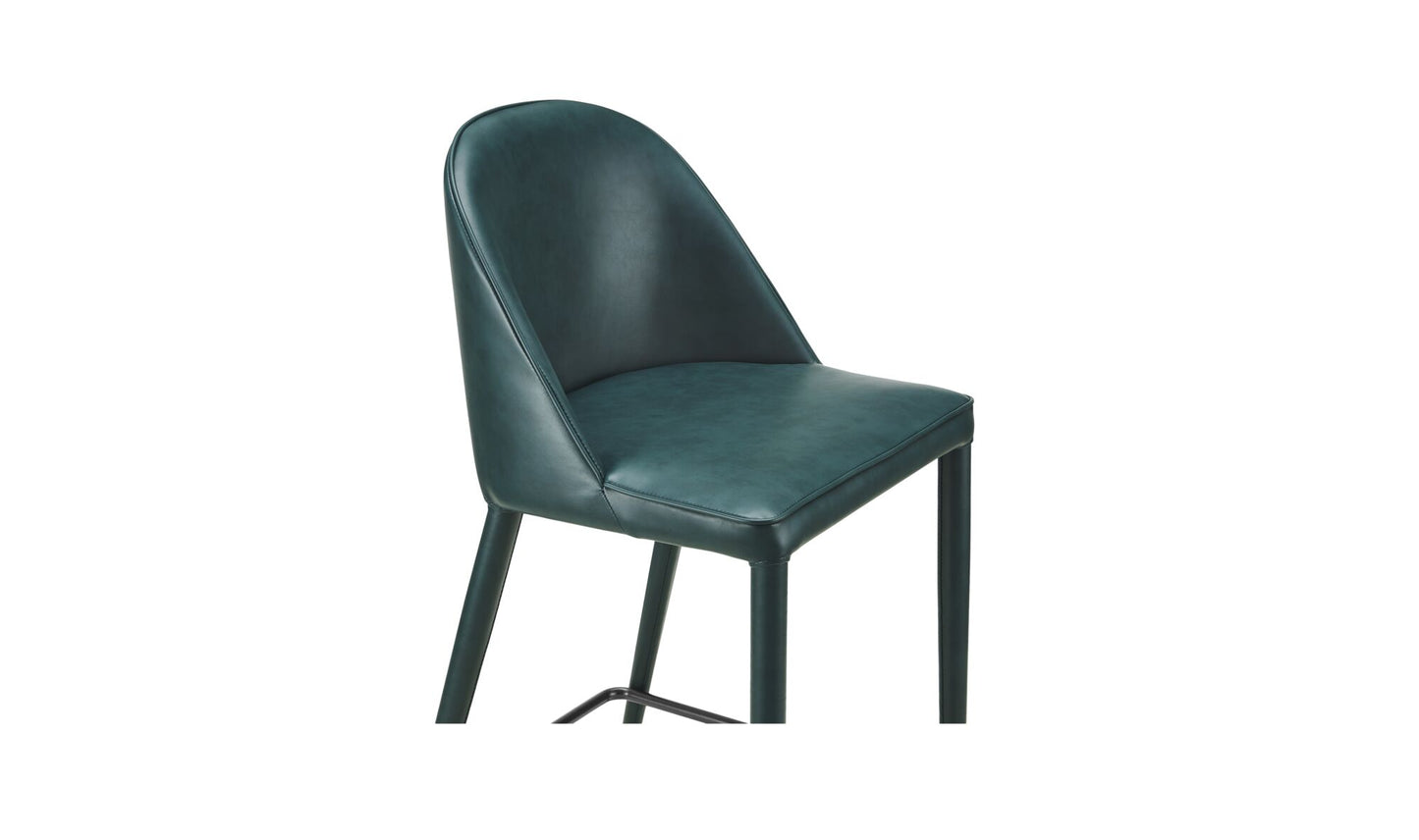 Burton Counter Stool Dark Teal Vegan Leather.