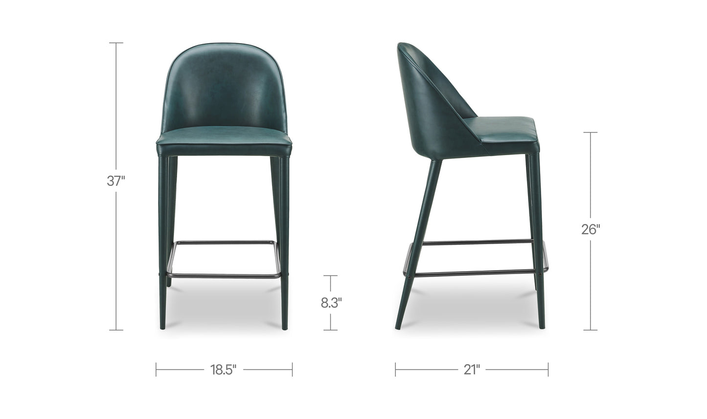 Burton Counter Stool Dark Teal Vegan Leather.