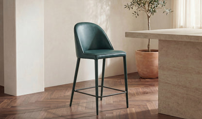 Burton Counter Stool Dark Teal Vegan Leather.