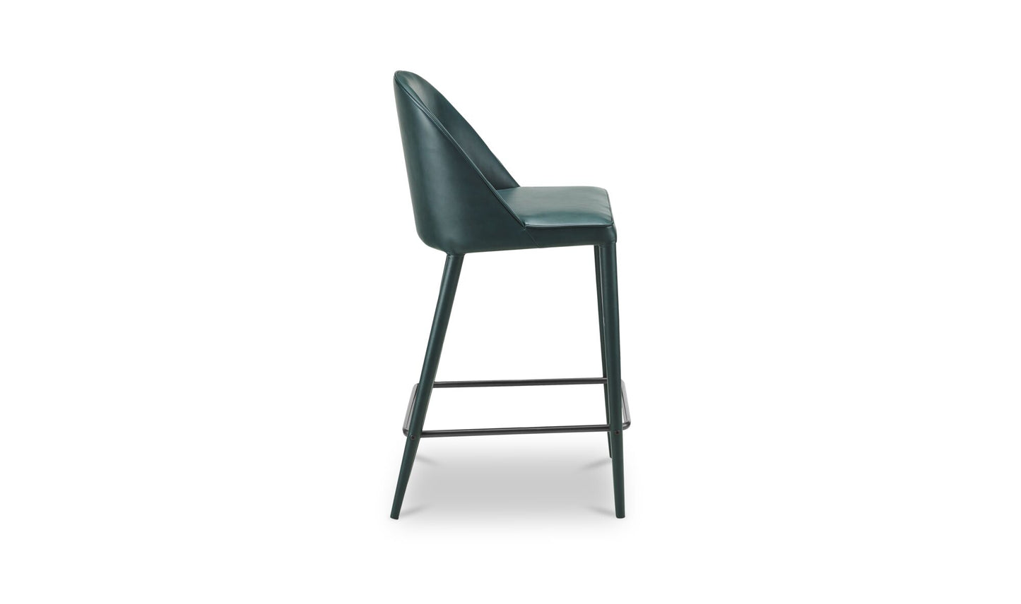 Burton Counter Stool Dark Teal Vegan Leather.