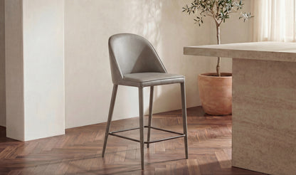 Burton Counter Stool Grey Vegan Leather