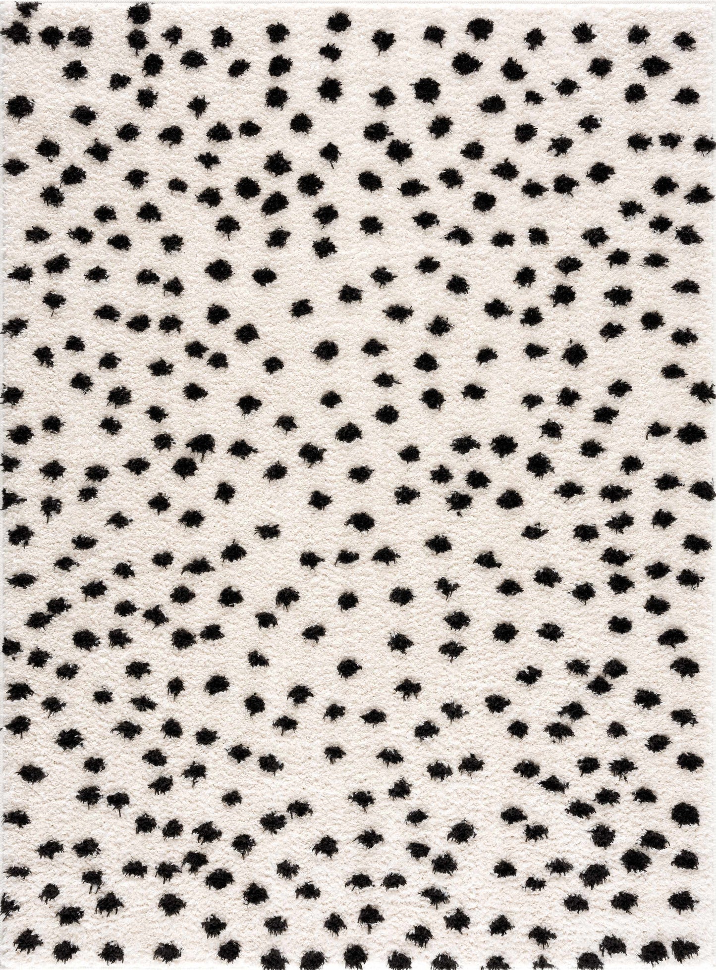 Cansu Black & White Dotted Area Rug.