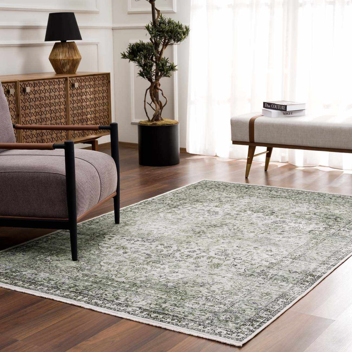 Green Holi-4604 Washable Area Rug