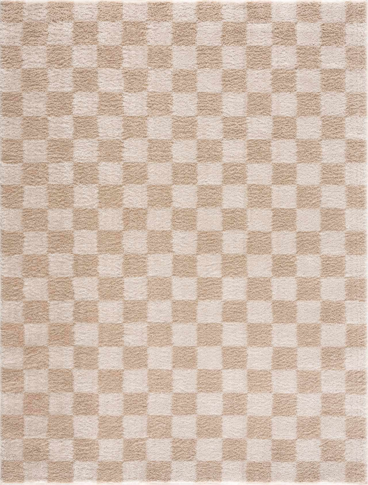 Canika Checkered Cream Washable Area Rug