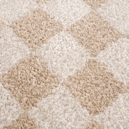 Canika Checkered Cream Washable Area Rug
