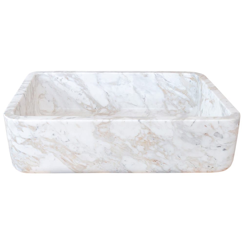 European Sugar Marble Rectangular Farmhouse Sink Semi-Polished (W)12.5" (L)18" (H)5".
