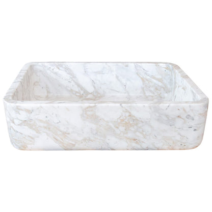 European Sugar Marble Rectangular Farmhouse Sink Semi-Polished (W)12.5" (L)18" (H)5".