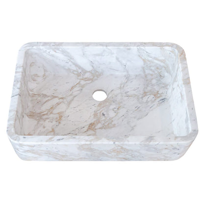 European Sugar Marble Rectangular Farmhouse Sink Semi-Polished (W)12.5" (L)18" (H)5".