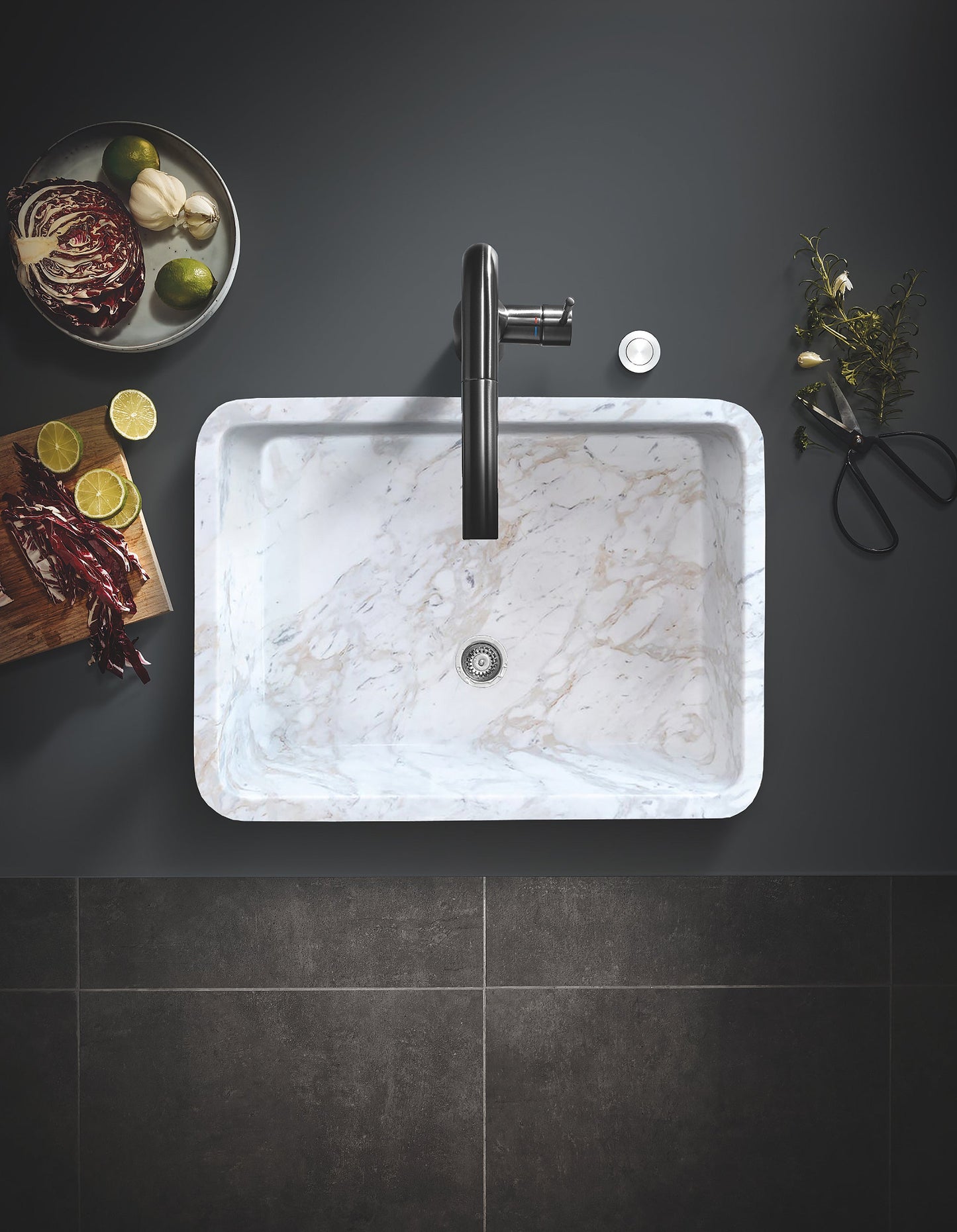 European Sugar Marble Rectangular Farmhouse Sink Semi-Polished (W)12.5" (L)18" (H)5".