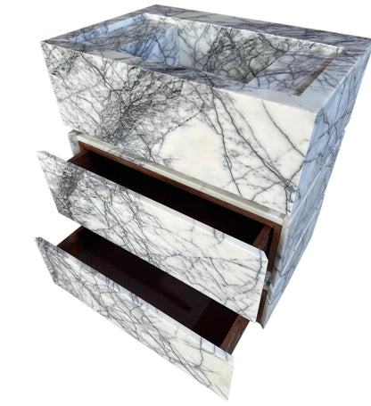 Calacatta Viola Marble Stand-Alone Drawer Sink (W)20" (L)30" (H)34".