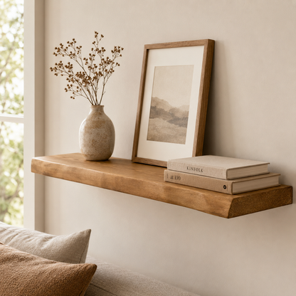 Live Edge Floating Wall Shelf – Solid Real Wood.