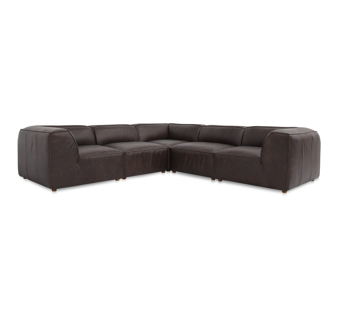 Form Classic L-Shaped Modular Leather Sectional Espresso Brown