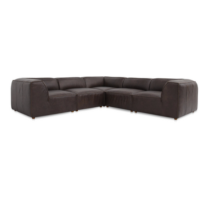 Form Classic L-Shaped Modular Leather Sectional Espresso Brown