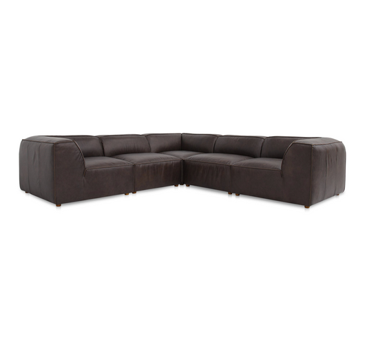 Form Classic L-Shaped Modular Leather Sectional Espresso Brown