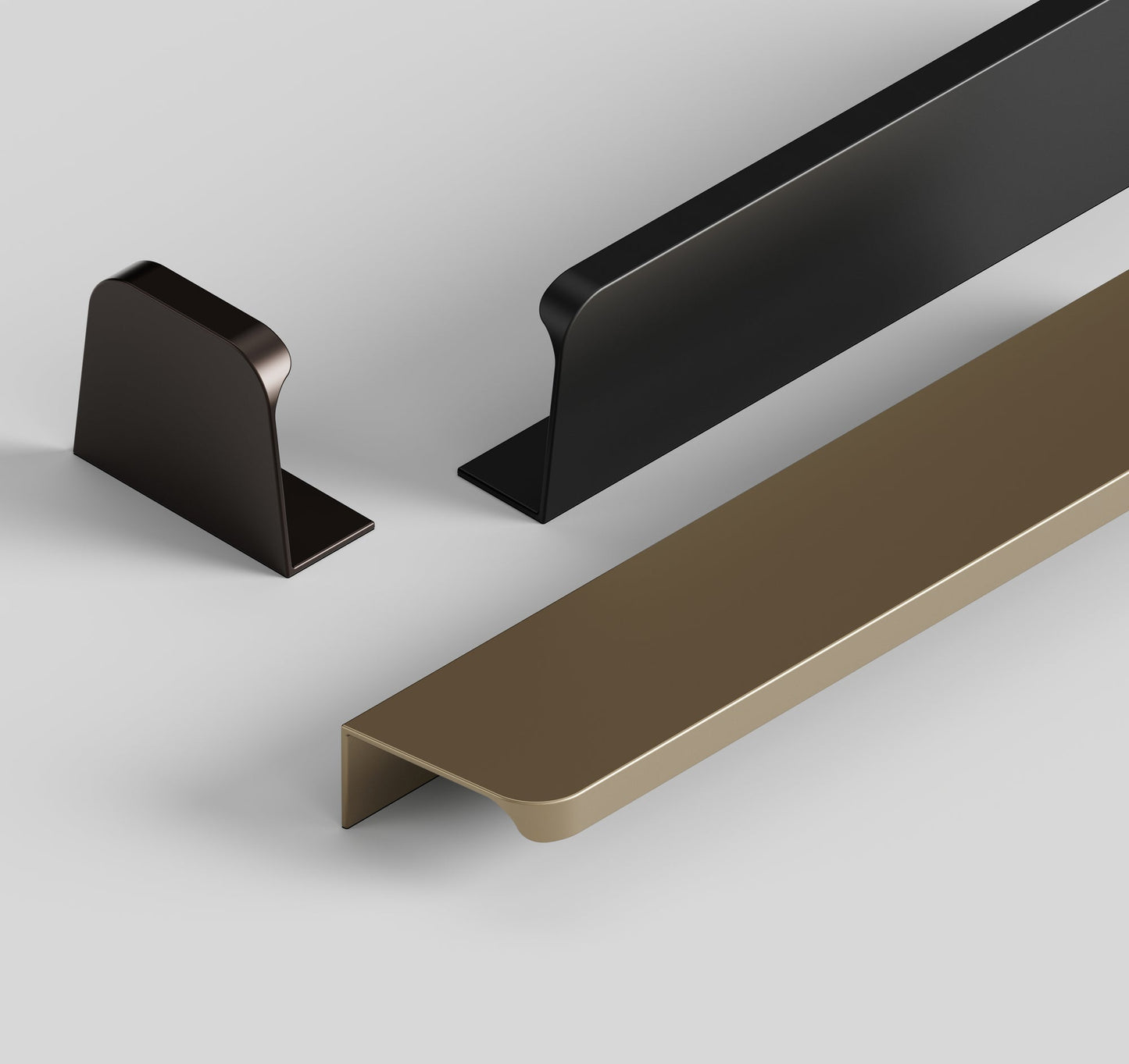 Matte Bronze "Comet" Edge Drawer Tab Pulls