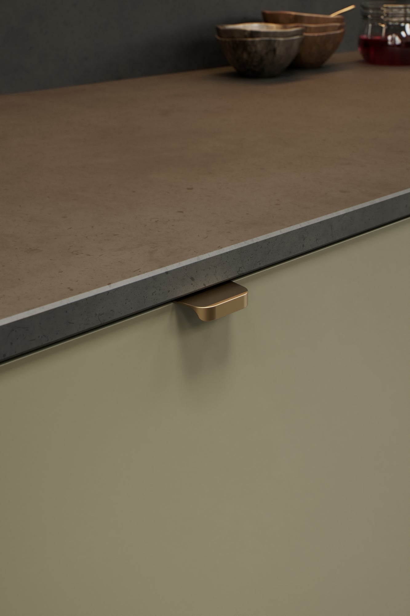 Matte Bronze "Comet" Edge Drawer Tab Pulls