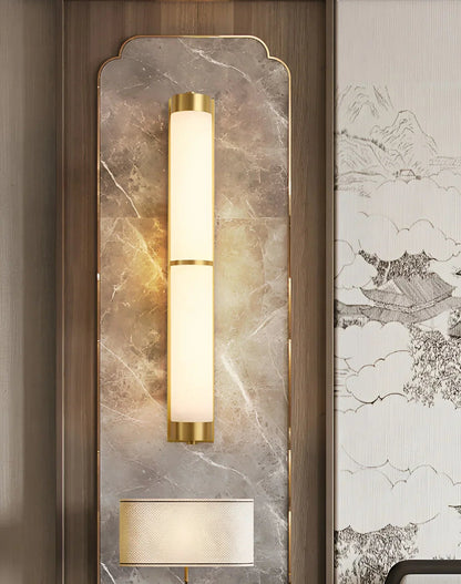 Cylindra Alabaster Brass Wall Light