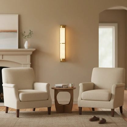 Cylindra Alabaster Brass Wall Light