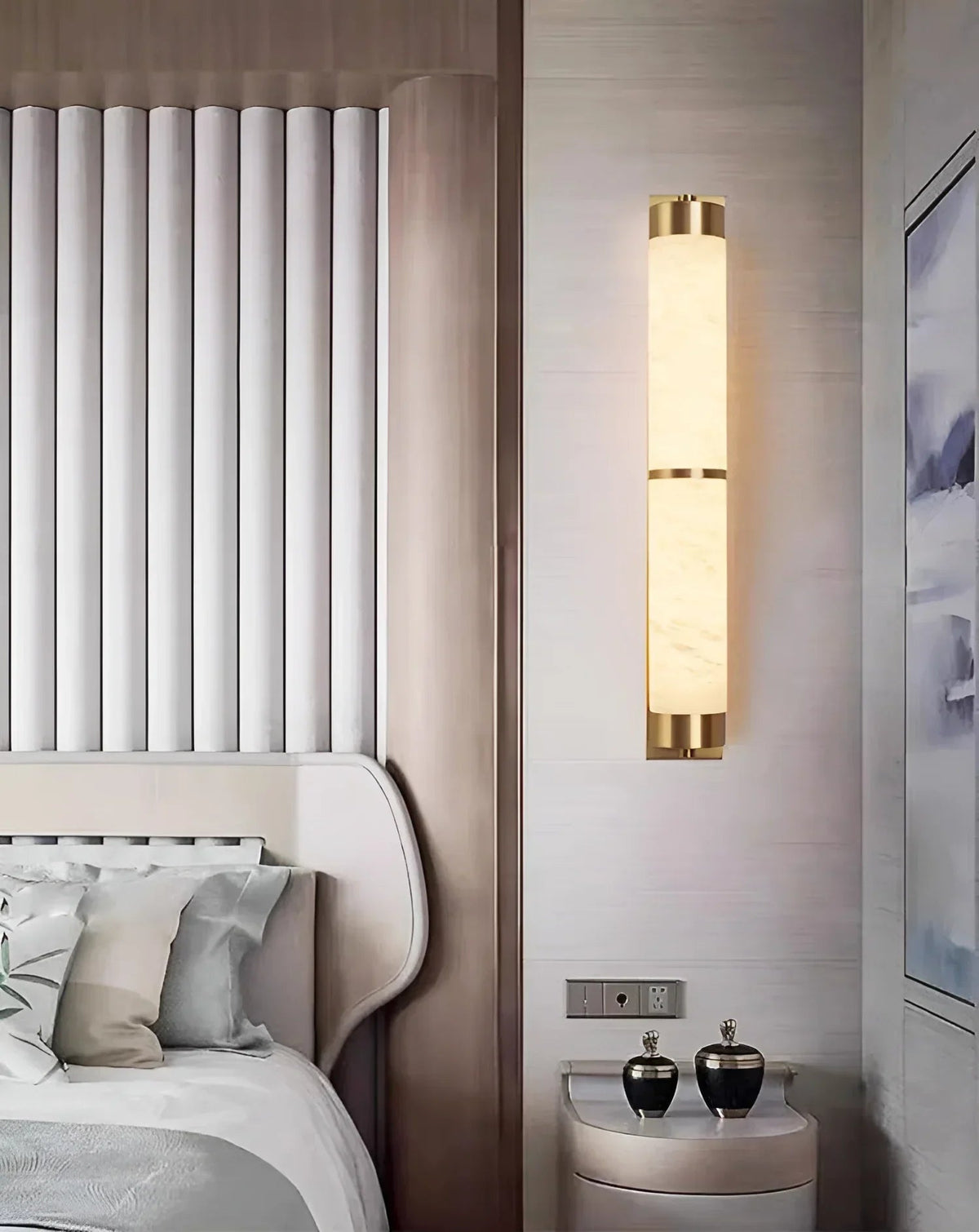 Cylindra Alabaster Brass Wall Light