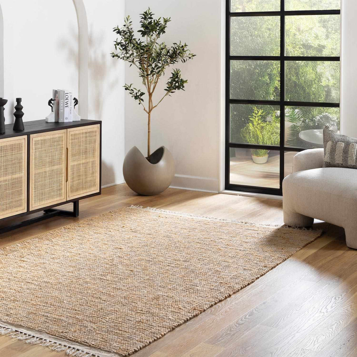 Lonut Checkered Jute Area Rug - Clearance.